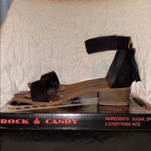 Nancie Ankle Strap Fringe Zipper Sandals